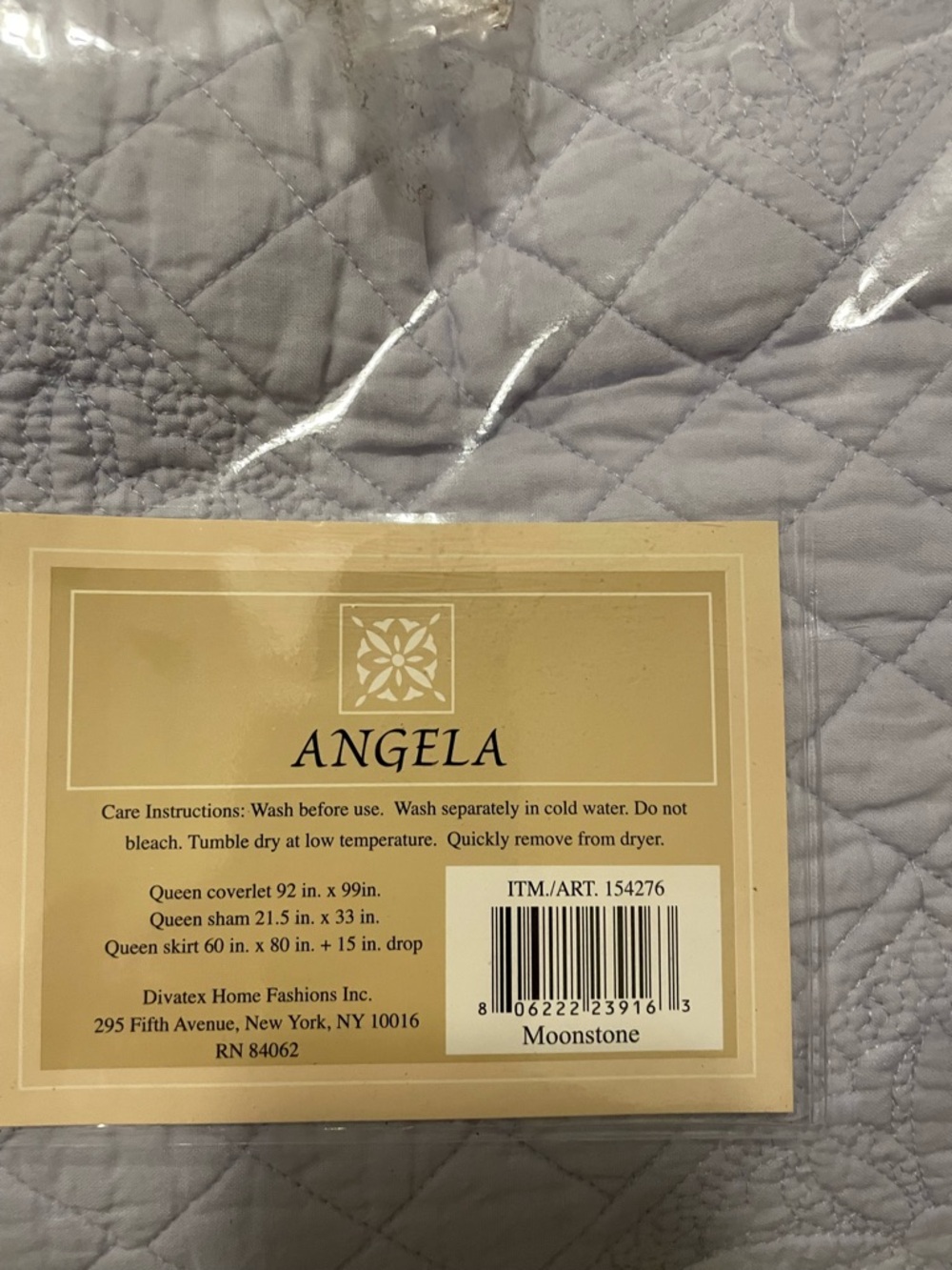 Angela Moonstone Quilted Coverlet - Light Gray